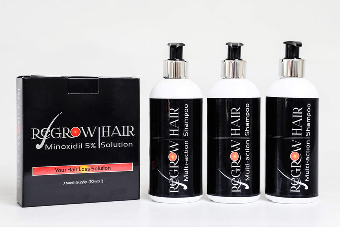 Minoxidil 5% Combo (3 x 70ml bottles) & (3 Multi-action 250ml) hair shampoo. FREE LOCAL DELIVERY WITHIN BOTSWANA.