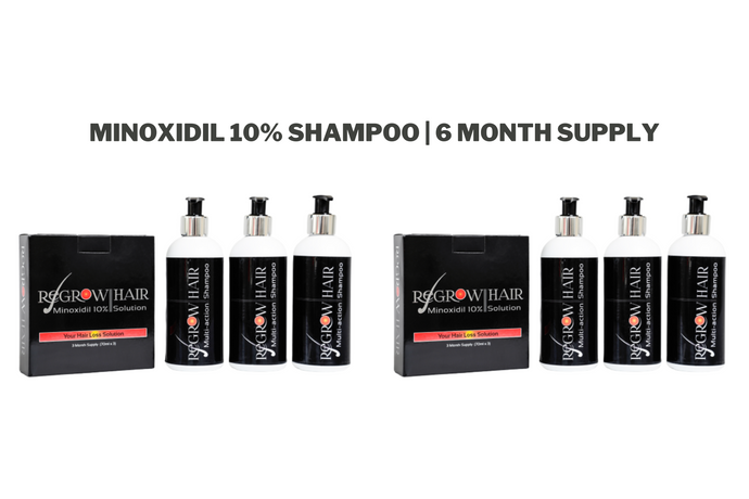 FREE LOCAL DELIVERY BUNDLE DEAL: 2 Pack Minoxidil 10% Combo (6 x 70ml bottles) & (6 Multi-action 250ml) hair shampoo. FREE LOCAL DELIVERY WITHIN BOTSWANA.